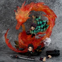 30cm gk statue tanjirou kamado pvc action figure fire dragon with led light anime demon slayer kimetsu no yaiba toys figuras