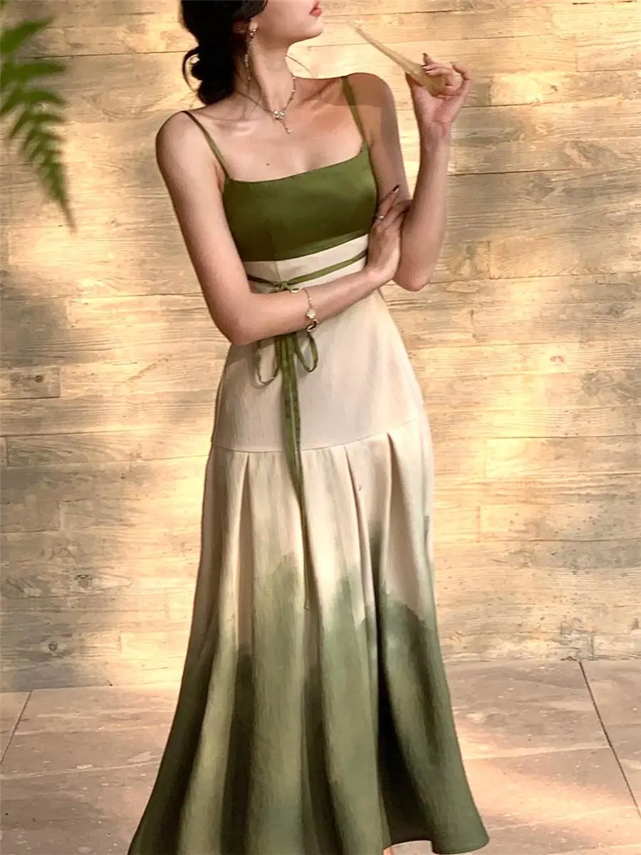 

Midi Dress Women Elegant Summer 2023 New Fashion Evening Party Ladies Vestidos Vintage Print Halter Dresses Female Slim Clothes