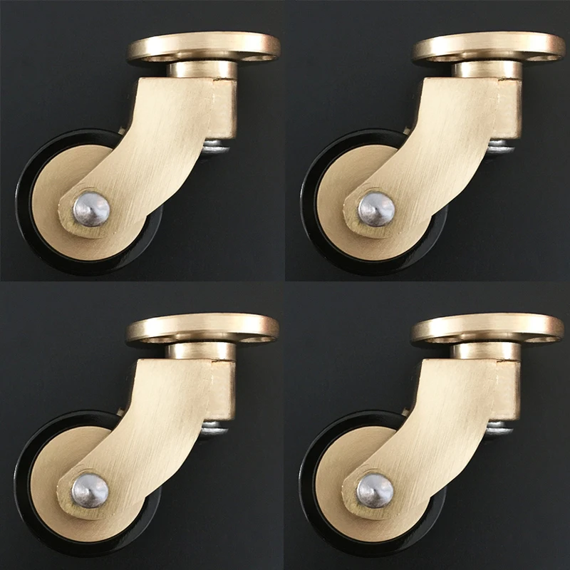 

HOT 4PCS 1inch Solid Brass/Brass+Rubber Casters Table Chair Sofa Couch Feet Wheels Silent Furniture Castors 360° Swivel Rollers