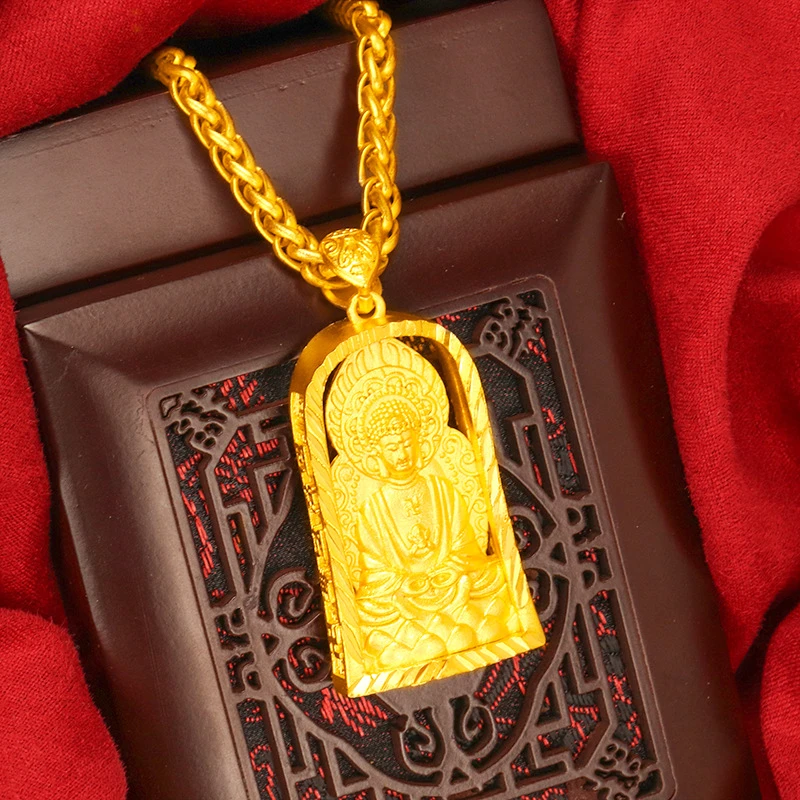 

Vietnam Sand Gold Color Sutra Buddha Solid Pendant for Men Women Male Hangtag Sand Gold Pendants Without Necklace Jewelry Gifts