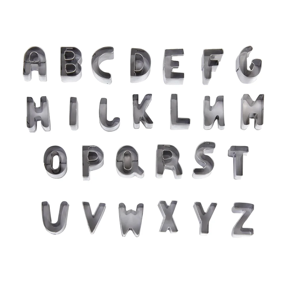 

26pcs Metal Alphabet Letters Fondant Cake Decorating Cutters Cookie Biscuit Mould Molds Set