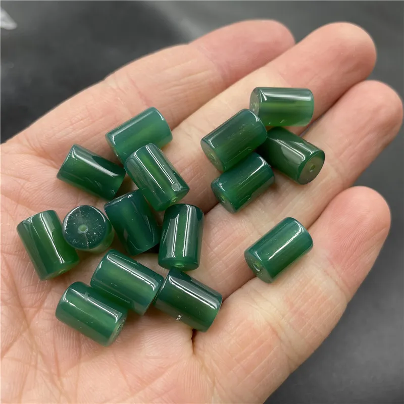 

8*12mm Natural Green Chalcedony Barrel Beads For Jewelry Making Diy String Bracelet Beaded Necklace Charms Jewellery Accessories