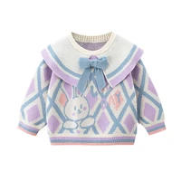 sweater knit clothes girl winter autumn warm fashion purple rabbit jumper outerwear tops for toddlers kids