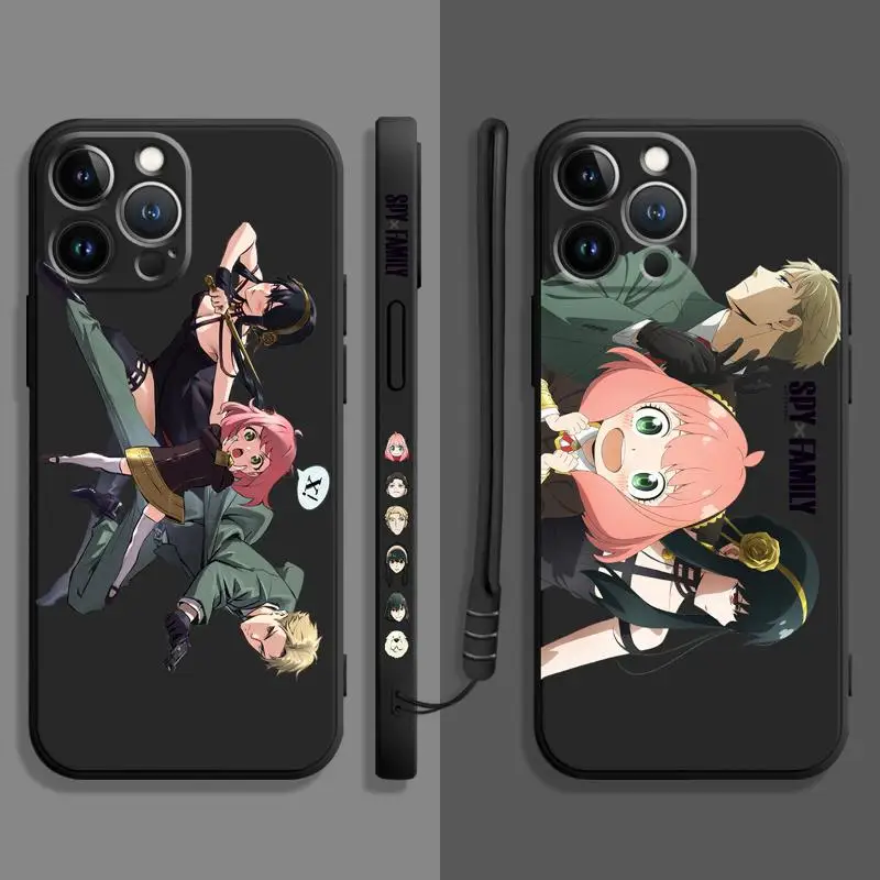 

Square Liquid Phone Case For Apple iPhone 14 13 12 11 Pro Max 13 12 Mini XS XR X 7 8 6 6S Plus Spy × Family Anya Yor Loid Fight