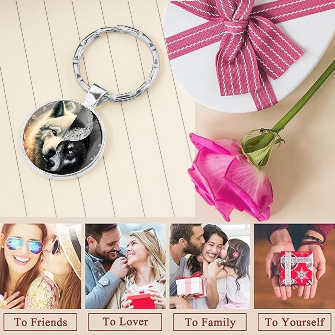 Брелок для ключей ручной работы с двухсторонним дизайном в виде волка