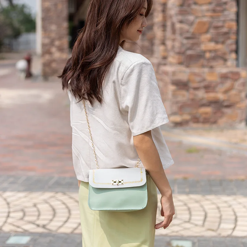 Small Women's Bag Color Contrast Square Luxury Designer  Handbags Crowd Trend Shoulder Messenger