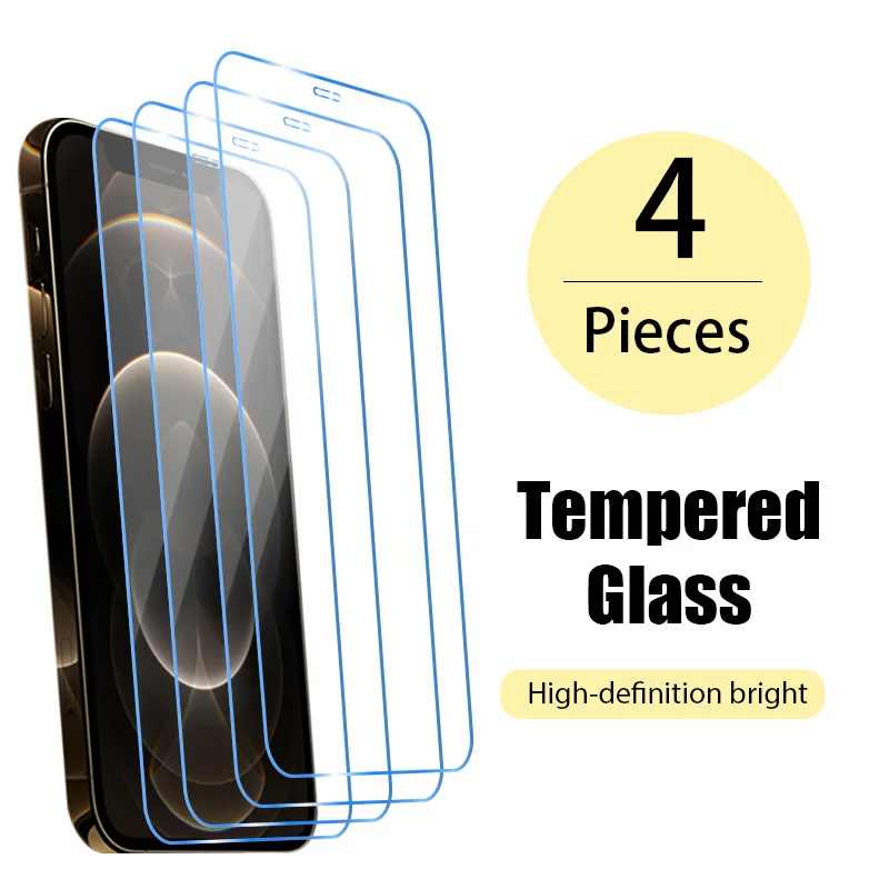 

Защитное стекло для iPhone 11 Pro X XR XS Max, защитная пленка для экрана iPhone 7, 8, 6, 6s Plus, 12 Pro Max, стеклянная пленка, 4 шт.