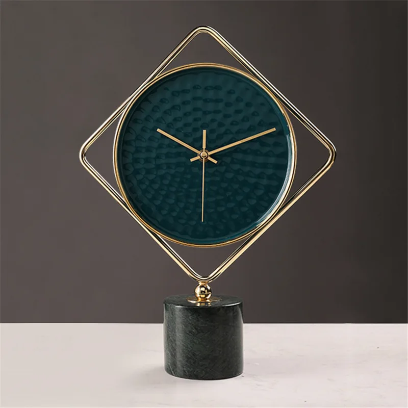 

Luxury Table Clock Ceramic Dial Modern Metal Desk Clock Marble Base Desktop Decoration Clocks Home Decor Gift Reloj Escritorio