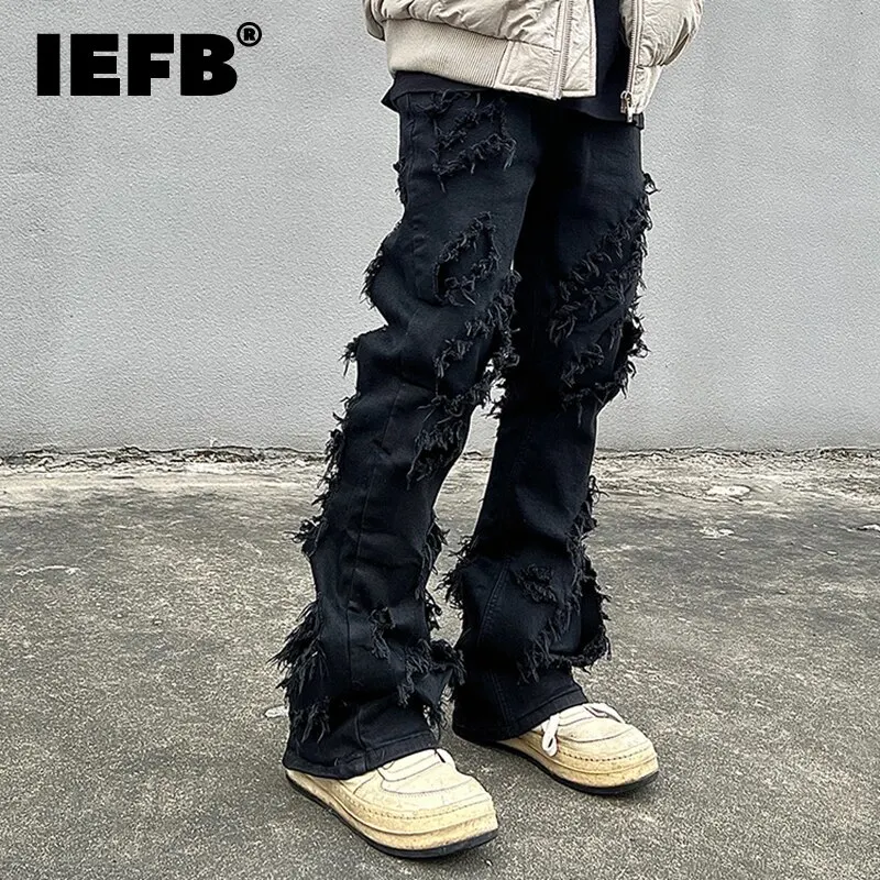 

Solid Flared Korean Straight High Street Jeans Micro Broken Barrel Spring Pants Fashion Darkwear Color 2023 Men's