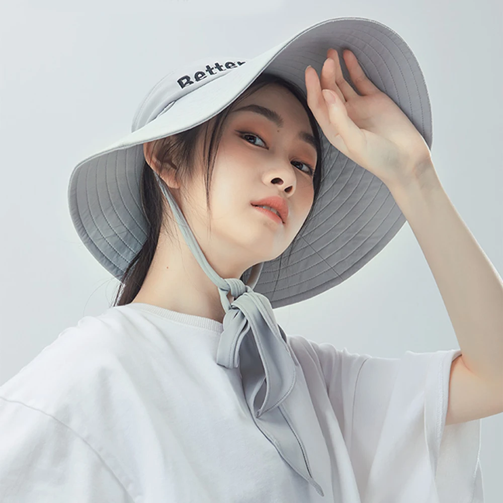 

OhSunny Women Wide Brim Floppy Hat With Ribbon Simple Foldable UV Protection Sun Hat Female Bohemia Beach Cap Chapeau Summer