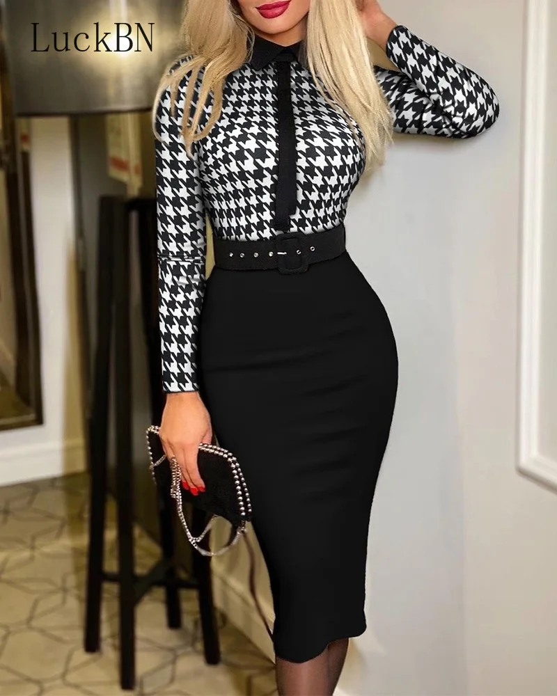 

Spring Fashion Women Clothing Sexy Bodycon Dress Long Sleeve Slim Fitness High Waist Dress Elegant Pencil Dresses New 2022