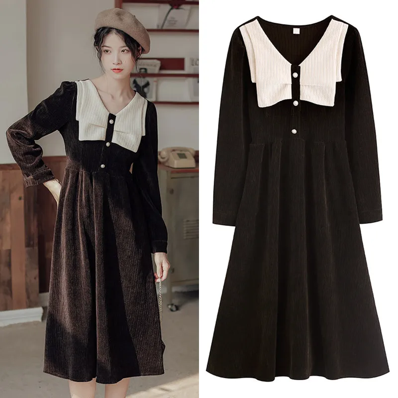 

Женское платье в стиле Хепберн, черное маленькое платье-трапеция во французском стиле, с V-образным вырезом, весна-осень 2023