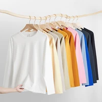 2022 autumn and winter new mens and womens same white long sleeved t shirt round neck regular solid color bottoming top
