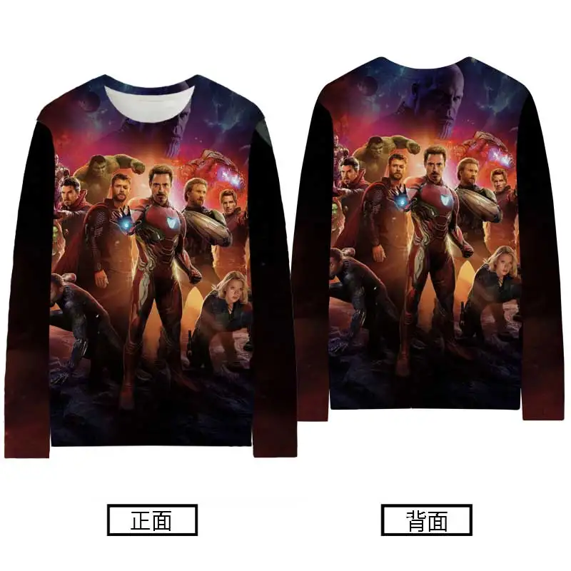 

Marvel Avengers Printed Long-Sleeved Kids Captain America SpiderMan Korean Style Loose Children's Bottoming Shirt