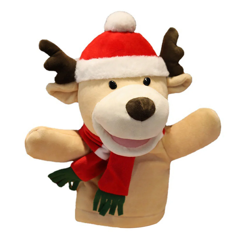 

Christmas Puppets Finger Snowman Puppet Hand Stuffedplushsanta Xmas Holiday Cartoon Lovelyeducational Elk Claus Adorable