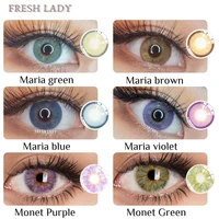 FRESH LADY Official Yearly Colored Contact Lenses For Eye 1Pair Wholesale Popular Colored Natural Color Lens With Container Soft