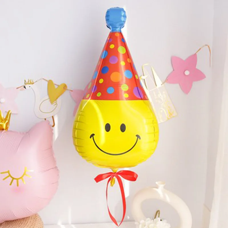1pcs Yellow Smiley Aluminum Film Balloons 4D Birthday Helium Ballon Party Decor Cute Smile Face Baby Shower Supplies - купить по