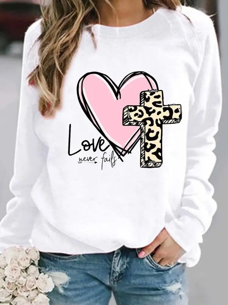 

Watercolor Leopard Faith Women Pullovers Clothing Ladies Fall Autumn Spring Print Female Hoodies Casual Woman Graphic Sweatshirt