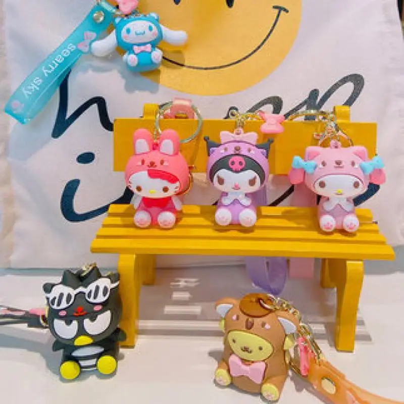 

Sanrio Keychain Melody Cinnamoroll Hello Kity Kawaii Doll Key Chain Couple Car Key Pendant Schoolbag Pendant Toys Gifts for Kid
