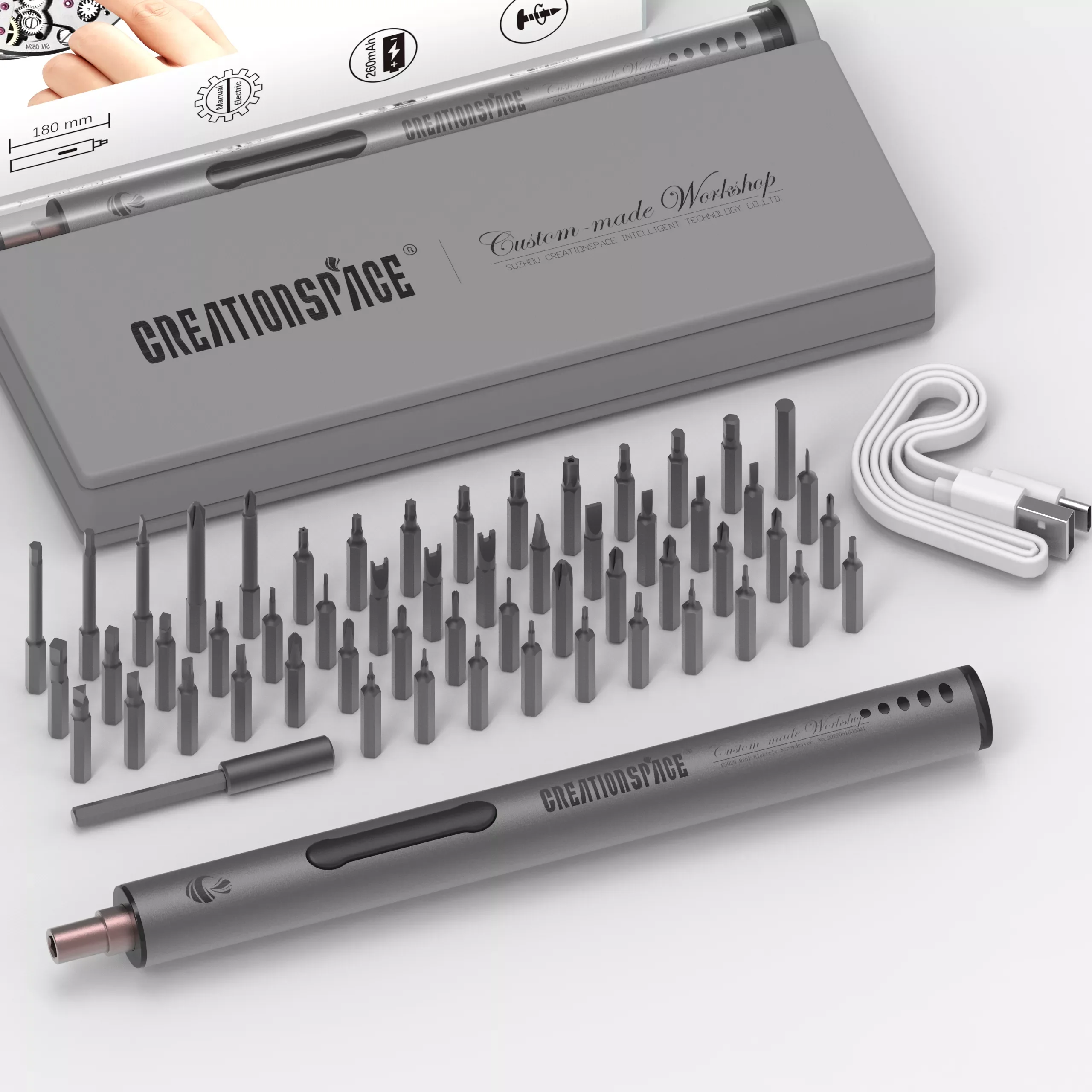 

NEW2023 CS0203A Screwdriver 4mm Screws With 55pcs Multifold S2 Bits Repair Mobile Phones Glasses Laptops