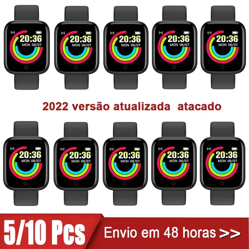 

2022 New 5/10Pcs D20 Smart Watch Men Digital Watches Sport Fitness Tracker Pedometer Y68 Smartwatch Women Clock for Android Ios