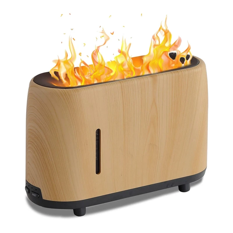 

240Ml Essential Oil Diffuser Cold Mist Simulation Flame Lamp Effect Spray Humidifier Adjustable Spray Output(EU Plug)