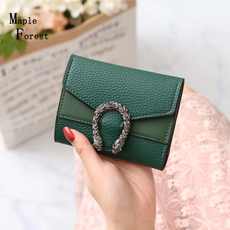 Ladies Short Wallet Women  Fashion Simple Small Female Business PU Leather Card Holder Women's Purse