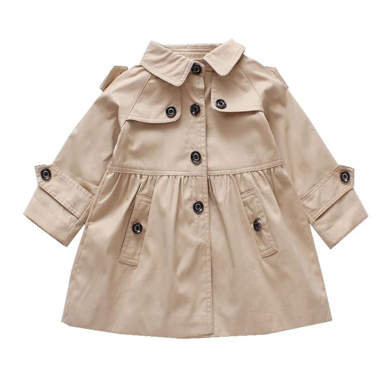 

2022 искусственная одежда для маленьких девочек, модная ветрозащитная куртка для младенцев, длинный демисезонный детский Тренч цвета хаки, д...