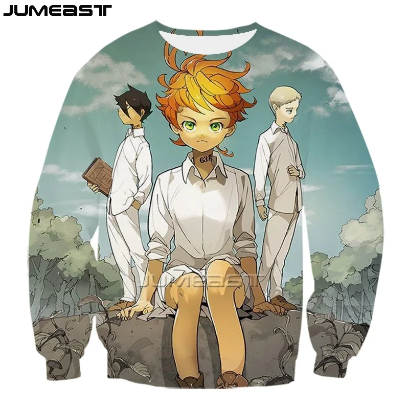 

Jumeast Y2k Men's Clothing 3D Sweatshirt Cartoon Anime The Promised Neverland Fashion Women's T Shirt Sport Pullover Tops Tees