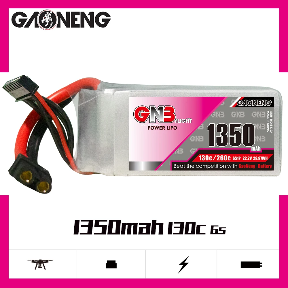 Gaoneng 1500 мАч 6S1P 22 2 в 130C/260C Быстрая зарядка Lipo батарея с разъемом XT60 для FPV гоночного