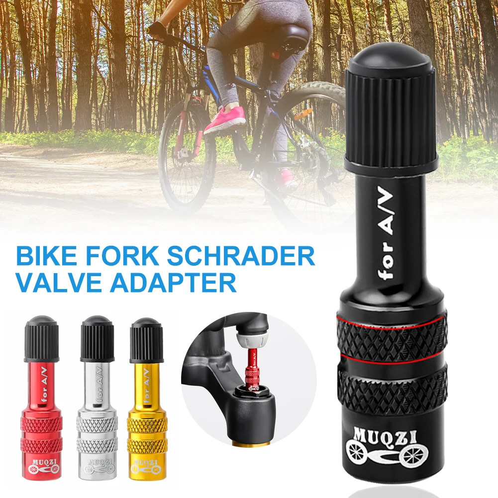

MTB Bike Front Fork Schrader Valve Adapter MTB Road Bike Aluminum Alloy Air Fork Inflatable Valve Adapter Bicycle Accessories