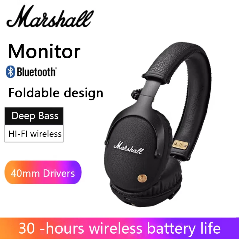 Bluetooth-наушники MARSHALL MONITOR беспроводные складные с глубокими басами