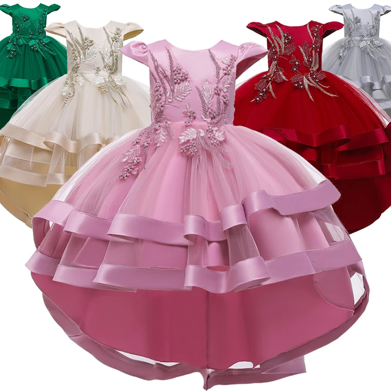 Нарядное коктейльное платье для девочек длиной до пола с многоярусным хвостом