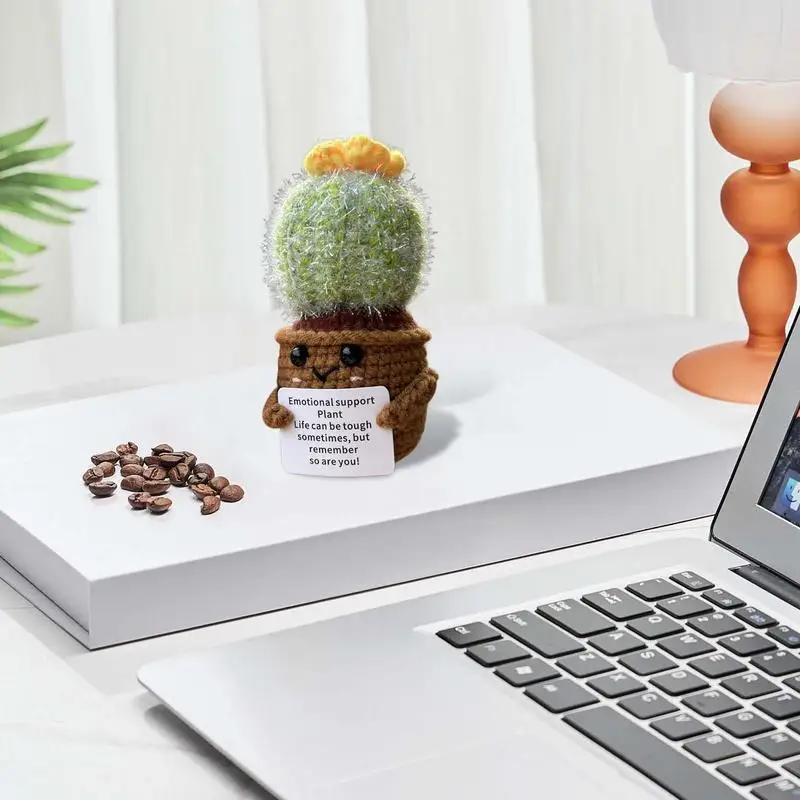 Вязанная крючком кукла с положительным КАКТУСОМ забавный положительный кактус