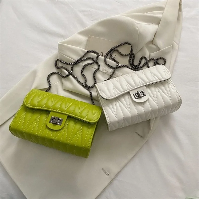 

Chain Lock Women's Crossbody Armpit Bags Tote Leather Flap Handbag Purse Summer Travel Shoulder Small Square Bag For Female Lady