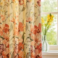 Japanese Style Hall Floral Blackout Curtains For Living Room Luxury Bedroom Window Blackout Curtains Blind Tend Ready Made Drape