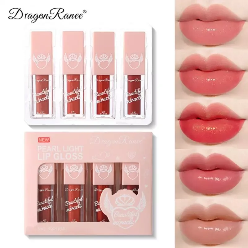 

NEW2023 4PCS Mirror Glass Lip Gloss Set Water Gloss Liquid Lipstick Moisturizing Lipgloss Lasting Sexy Lip Tint Makeup Korean Co