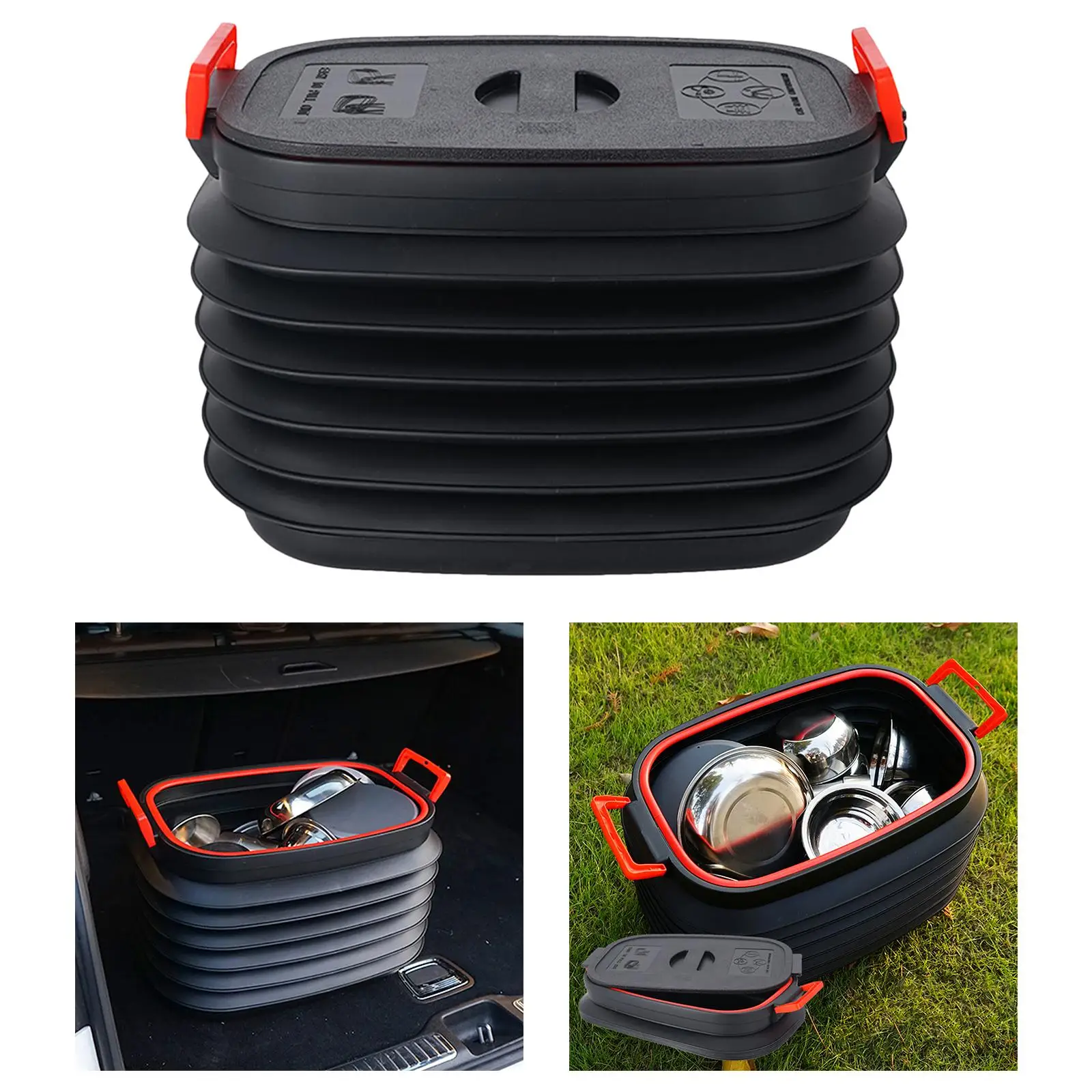 

37L Storage Bucket Fishing Barrel Collapsible with Lid Lightweight Bag