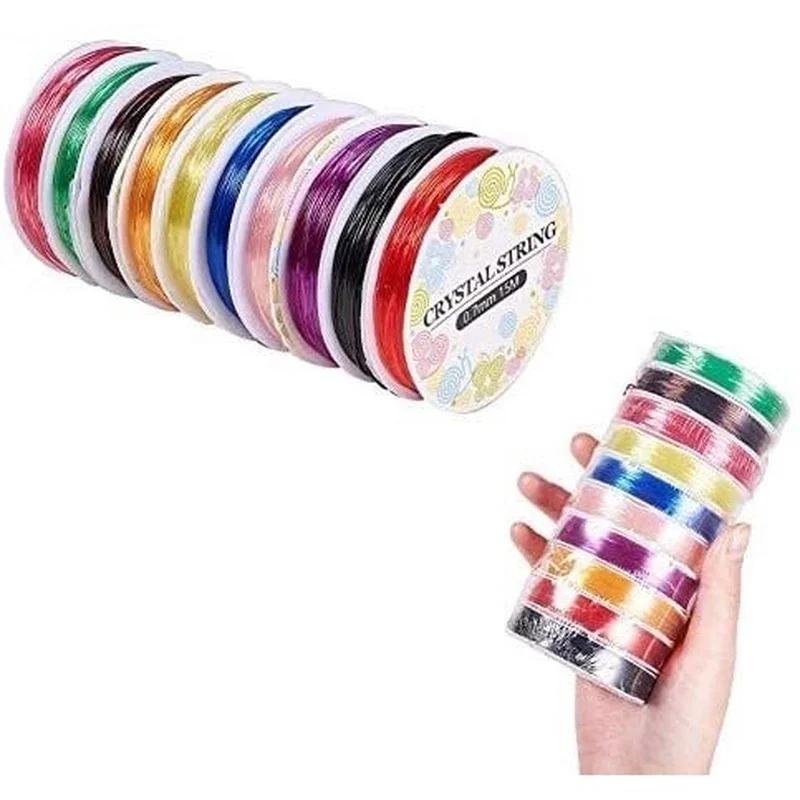 

10 Rolls 160 Yards Elastic String Crystal Elastic Thread 0.7mm Stretch Bead String Cord Mixed Color for Crafts Jewelry Making