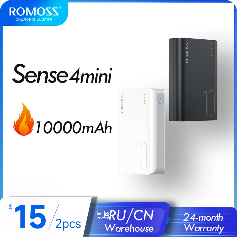ROMOSS Mini Power Bank 10000 мАч внешний аккумулятор портативное зарядное устройство 10000mAh
