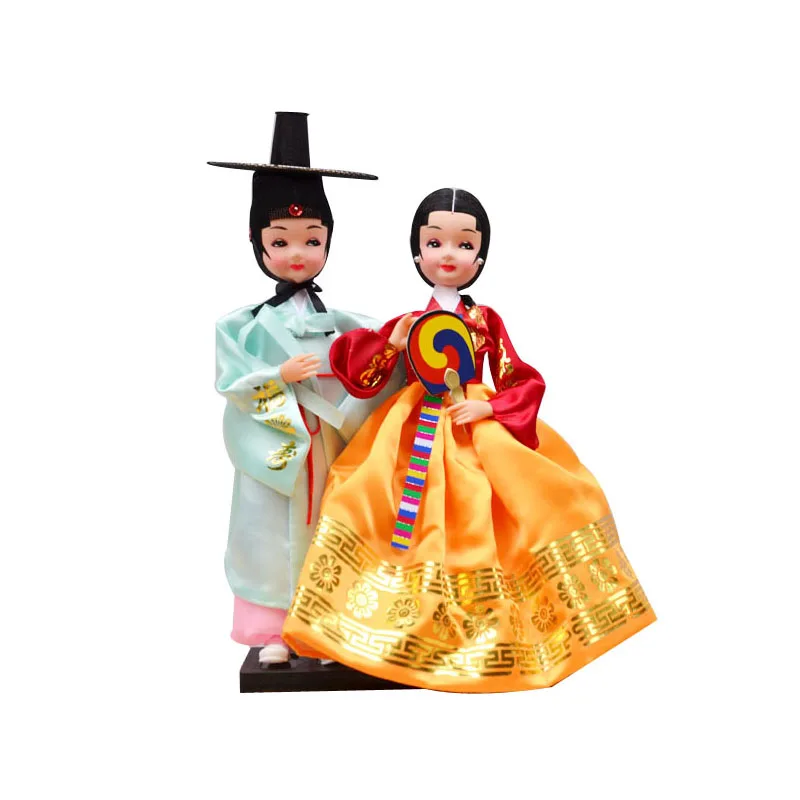 

Korean Folk Dolls Silk Figurine People Home Restaurant Shop Decoration Gifts Handicrafts