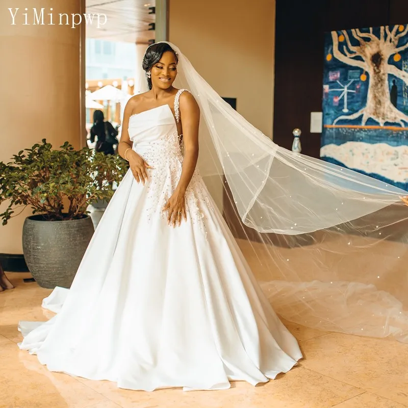 

Женское свадебное платье It's yiiya, белое платье на одно плечо со шлейфом на лето 2022