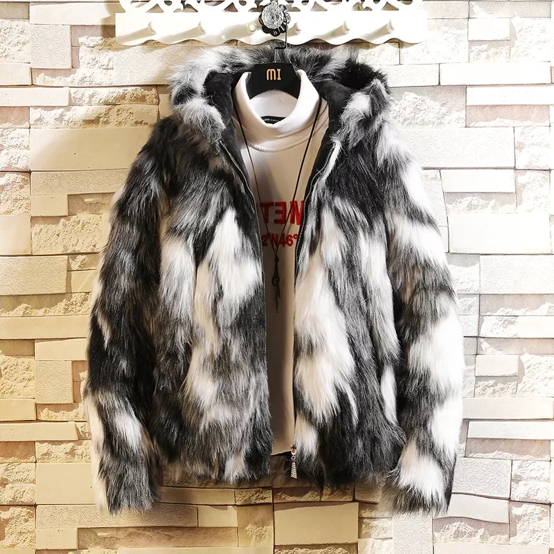 

2023New Warm Down Jackets For Men Fleece Faux Fur Warm Parkas Male Hooded Casual Jackets Thicker Boutique Slim Coats Size 5XL