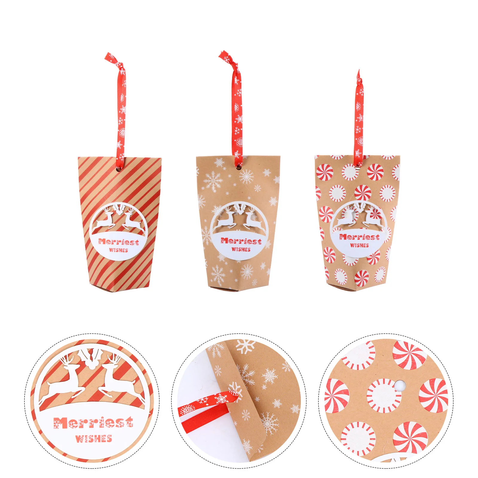 

24pcs Christmas Kraft Paper Portable Candy Boxes Gift Containers Gift Box Party Favor Holders for Party