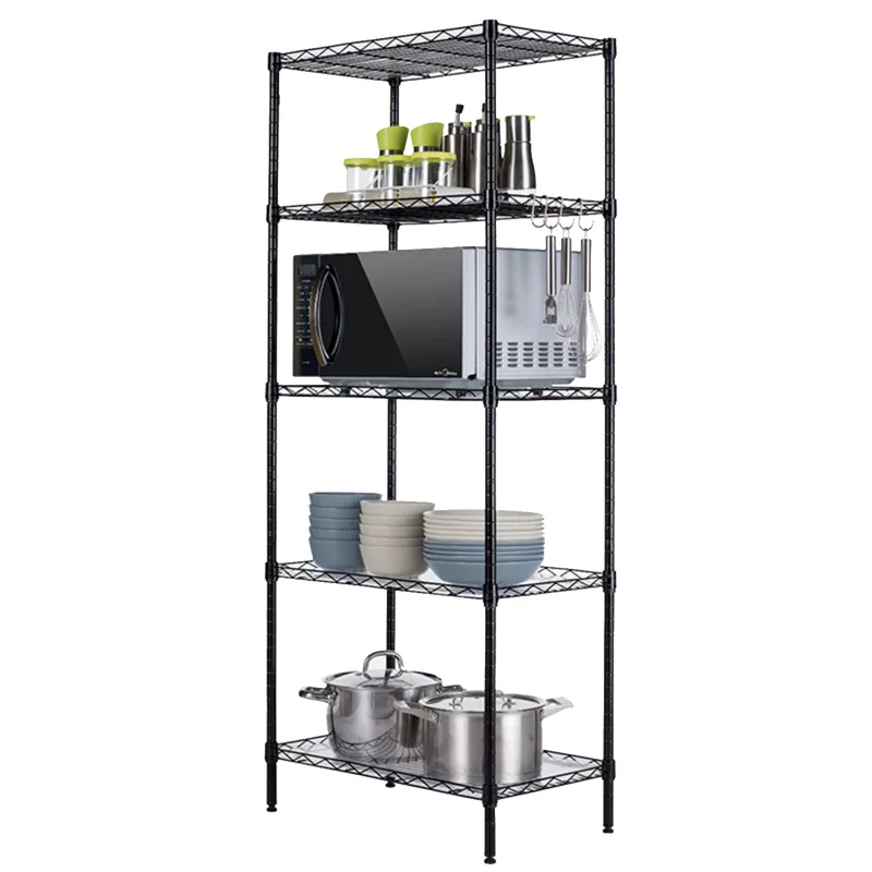 

GIVIMO 5 Tier Wire Shelf Unit, 21.7" X 11.8" X 59.1", 750 Lb Capacity Kitchen Organizer Dish Drying Rack Organizer Kitchen