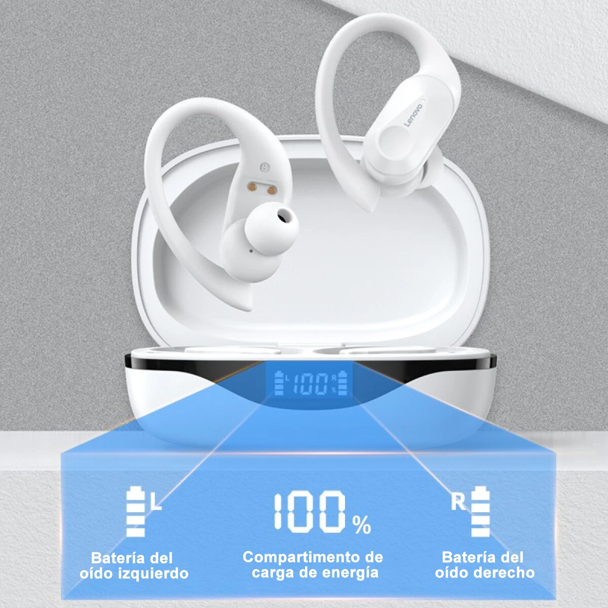 Спортивные Bluetooth-наушники Lenovo LP75 BT 5 3 с дисплеем питания и микрофоном