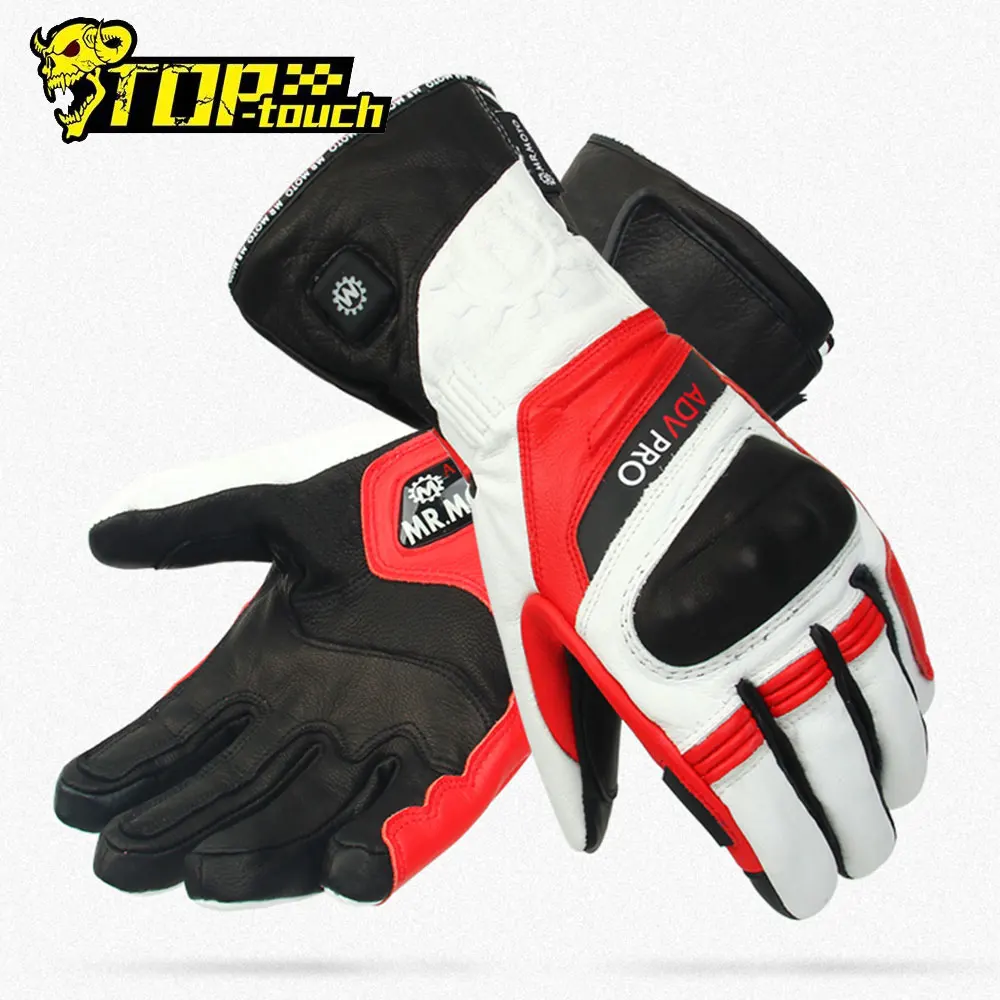 

Waterproof Leather Heated Gloves Electric Touch Screen Cycling Riding Skiing Winter Motorcycle Heating Guantes Moto S-2XL Size