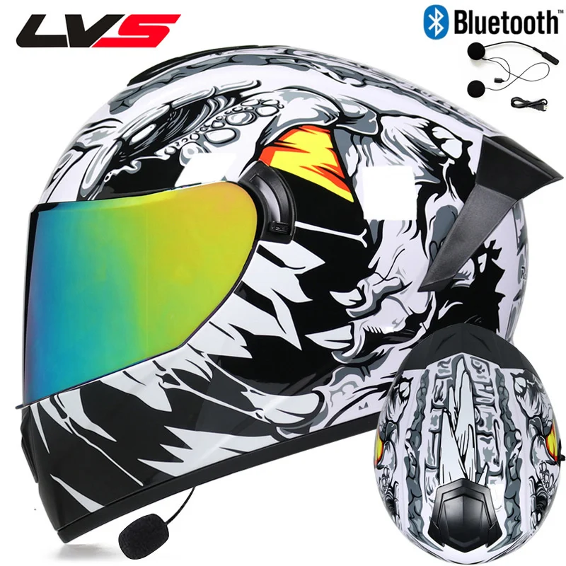 Suitable for Bluetooth motorcycle helmet, double lens sports car, full helmet, personalized motorcycle racing