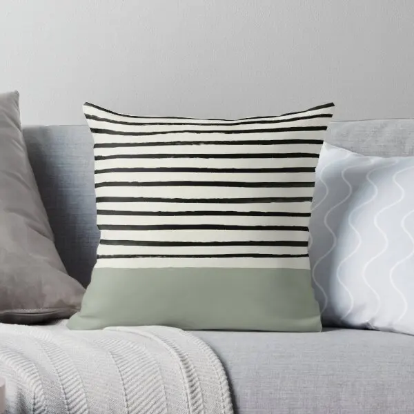 

Sage X Stripes Printing Throw Pillow Cover Fashion Comfort Cushion Waist Decorative Fashion Office Decor Pillows not include