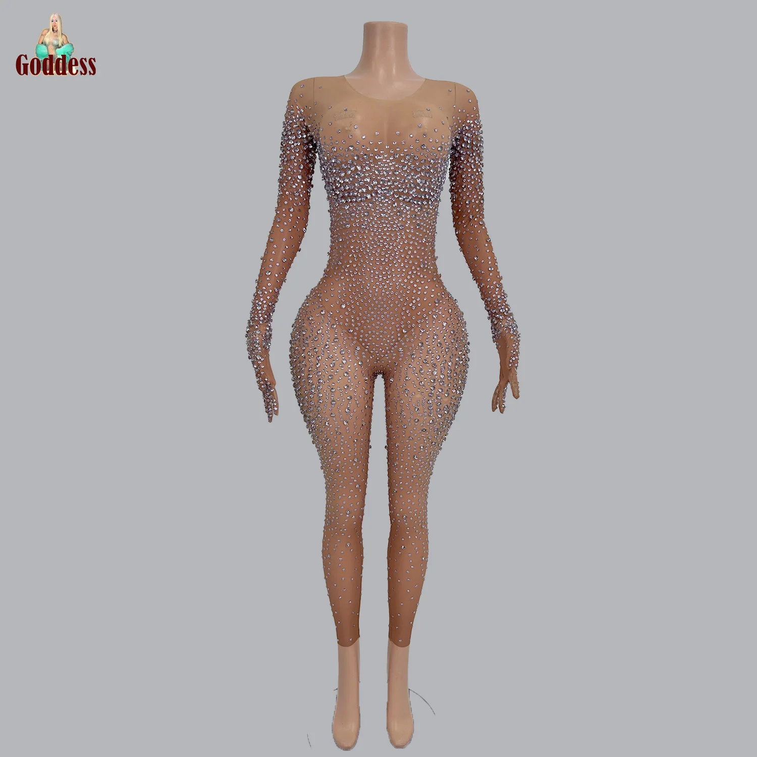 Блестящий комбинезон для похудения с бриллиантами женщин эластичный наряд